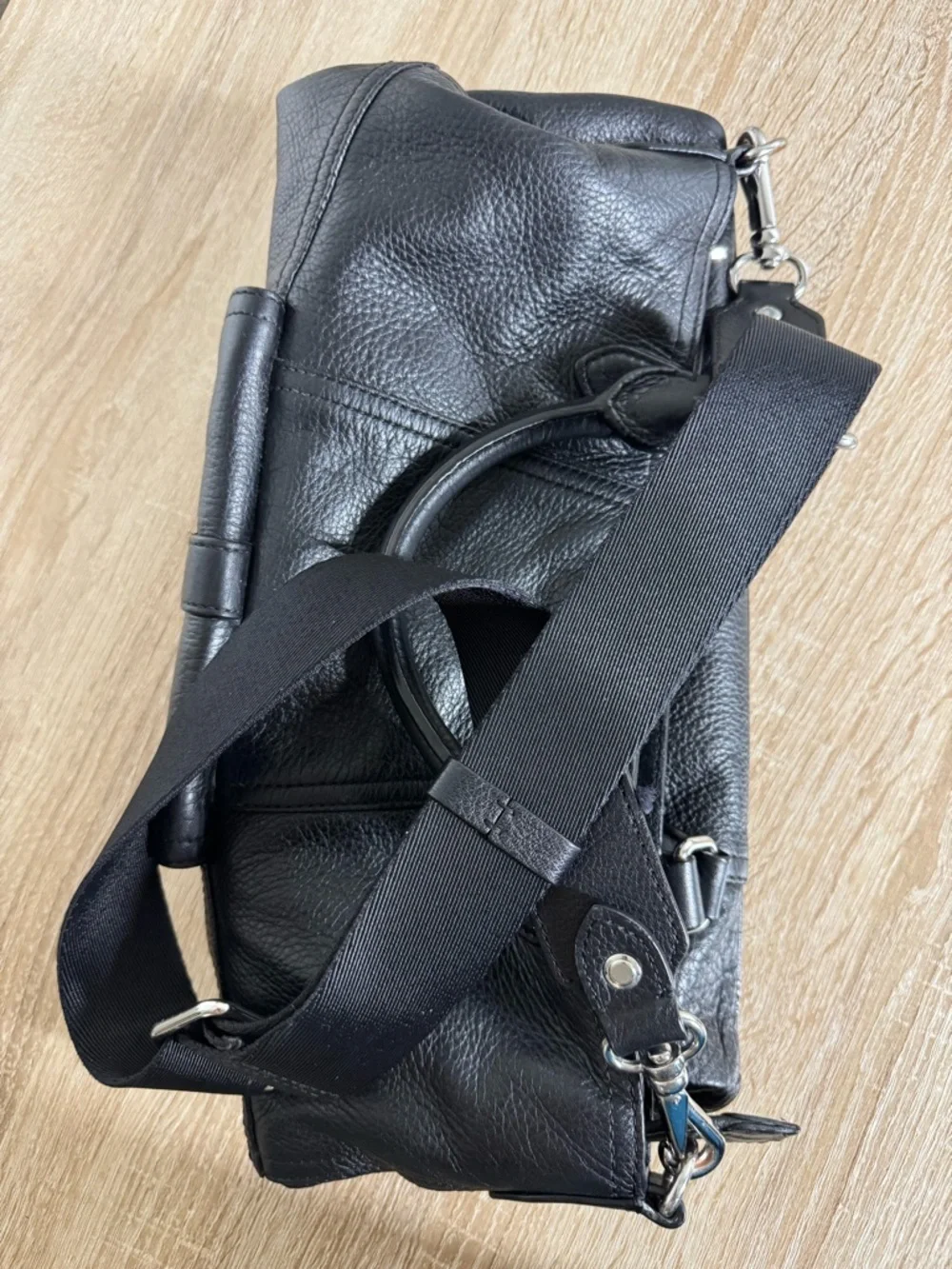 Lauren Ralph Lauren Black Pebbled Leather Tote 2-Way Satchel Bag
